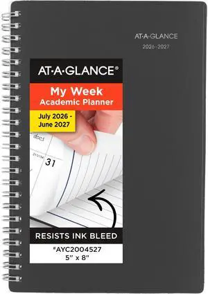 Planner 2026-2027 Weekly & Monthly Academic 12-Month July-June, 5" x 8", DayMinder, Charcoal (AYC20045) Planner 2026-2027 Weekly & Monthly Academic 12-Month July-June, 5" x 8", DayMinder, Charcoal (AYC20045)