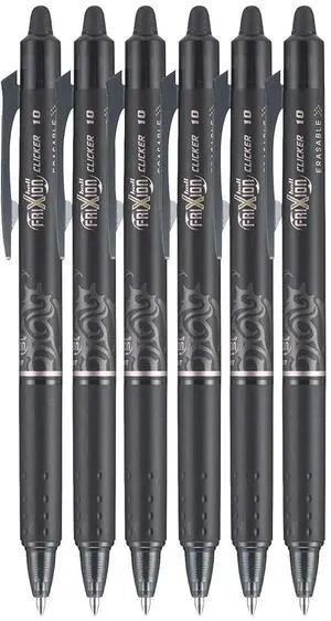 FriXion Clicker Retractable Erasable Gel Pen, Black, Bold Point, 6-pk; FriXion Clicker Retractable Erasable Gel Pen, Black, Bold Point, 6-pk;