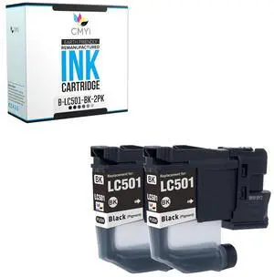 LC501 Black Replacement Ink Cartridge for Brother MFC-J1260DW J1360DW J1410DW Printer (2 Black) LC501 Black Replacement Ink Cartridge for Brother MFC-J1260DW J1360DW J1410DW Printer (2 Black)