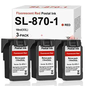 SL-870-1 XXL Red Ink Cartridge 3 Pack Compatible with SL870-1 SL8701 XXL | Fluorescent Red Ink High Capacity Replacement for The PB New SendPro Mailstation Postage Meter (CSD1) Machine 18ml*3 SL-870-1 XXL Red Ink Cartridge 3 Pack Compatible with SL870-1 SL8701 XXL | Fluorescent Red Ink High Capacity Replacement for The PB New SendPro Mailstation Postage Meter (CSD1) Machine 18ml*3