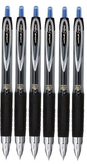 Signo 207 Roller Ball Retractable Gel Pens, Micro Point (0.5mm), Blue Ink, 6 Count Signo 207 Roller Ball Retractable Gel Pens, Micro Point (0.5mm), Blue Ink, 6 Count