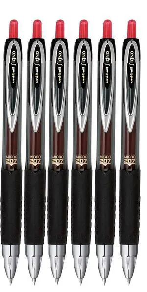 Signo 207 Roller Ball Retractable Gel Pens, Micro Point (0.5mm), Red Ink, 6 Count Signo 207 Roller Ball Retractable Gel Pens, Micro Point (0.5mm), Red Ink, 6 Count