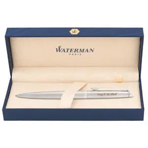 Waterman Hemisphere Personalized Ballpoint Pen, Brushed Stainless w/Silver | Engraved Pen for Executives, Retirement, Board Members, Career Advancement Waterman Hemisphere Personalized Ballpoint Pen, Brushed Stainless w/Silver | Engraved Pen for Executives, Retirement, Board Members, Career Advancement