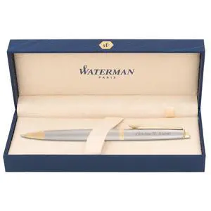 Waterman Hemisphere Personalized Ballpoint, Stainless Steel, 23K Gold Trim | Engraved Pen for Retirement, Job Promotion, Executive, Waterman Gift Box Included Waterman Hemisphere Personalized Ballpoint, Stainless Steel, 23K Gold Trim | Engraved Pen for Retirement, Job Promotion, Executive, Waterman Gift Box Included