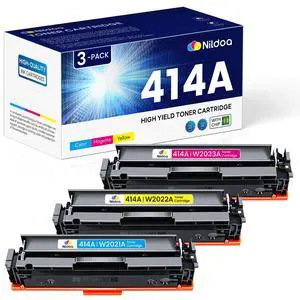 414A Toner Cartridges 3 Pack with Chip Replacement for HP 414A Cyan Yellow Magenta Color Enterprise M455dn MFP M480f; Color Pro M454dn M454dw MFP M479fdn M479fdw Printer 414A Toner Cartridges 3 Pack with Chip Replacement for HP 414A Cyan Yellow Magenta Color Enterprise M455dn MFP M480f; Color Pro M454dn M454dw MFP M479fdn M479fdw Printer