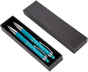 Custom Engraved Personalized Pen Gift Set - 2 Pack of Soft Touch Metal Ballpoint Pens with Gripper & Gift Box - Luxury Customized Pens with Name (Teal) Custom Engraved Personalized Pen Gift Set - 2 Pack of Soft Touch Metal Ballpoint Pens with Gripper & Gift Box - Luxury Customized Pens with Name (Teal)