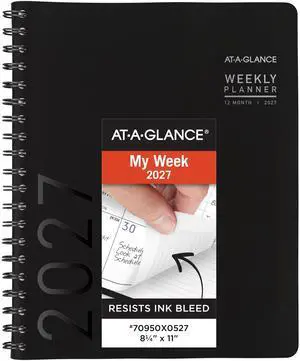 2027 Appointment Book Planner, Weekly & Monthly, 8.25" x 11", Half-Hourly, Contemporary, Black (70950X0527) 2027 Appointment Book Planner, Weekly & Monthly, 8.25" x 11", Half-Hourly, Contemporary, Black (70950X0527)