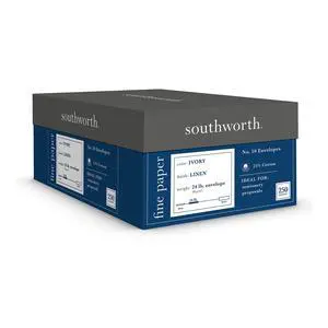 FSC Certified 55% Recycled 25% Cotton Linen Business Envelopes, #10 (4 1/8in x 9 1/2in), 24 Lb, Ivory, Box of 250, J564-10 FSC Certified 55% Recycled 25% Cotton Linen Business Envelopes, #10 (4 1/8in x 9 1/2in), 24 Lb, Ivory, Box of 250, J564-10