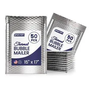 Waterproof Self-Seal Insulated Foil Thermal Bubble Mailers 15x17, 50-Pack | Ideal for meal kits, frozen goods & bulk perishables. Tear-resistant metallic lining protects temperature-sensitive items Waterproof Self-Seal Insulated Foil Thermal Bubble Mailers 15x17, 50-Pack | Ideal for meal kits, frozen goods & bulk perishables. Tear-resistant metallic lining protects temperature-sensitive items