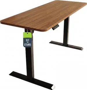 Electric Standing Desk Frame 60 x 24 Inch Tabletop - Motorized Workstation Two Leg Stand Up Desk with Memory Settings and Telescopic Sit Stand Height Adjustment (Black Frame/Wood BrownTop) Electric Standing Desk Frame 60 x 24 Inch Tabletop - Motorized Workstation Two Leg Stand Up Desk with Memory Settings and Telescopic Sit Stand Height Adjustment (Black Frame/Wood BrownTop)