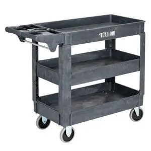 Plastic Service Utility Cart with Wheels, 550lbs Capacity, Heavy Duty Tub W/Deep Shelves, Multipurpose Rolling 3-Tier Mobile Storage Organizer, for Warehouse Garage Industrial Cart Plastic Service Utility Cart with Wheels, 550lbs Capacity, Heavy Duty Tub W/Deep Shelves, Multipurpose Rolling 3-Tier Mobile Storage Organizer, for Warehouse Garage Industrial Cart