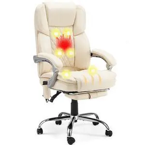 Heated Massage Executive Office Chair with Footrest,Cream | 6-Point Vibration Massage, Lumbar Heat,8 Vibration Modes,135° Recline Premium PU Leather Computer Office Desk Chair Heated Massage Executive Office Chair with Footrest,Cream | 6-Point Vibration Massage, Lumbar Heat,8 Vibration Modes,135° Recline Premium PU Leather Computer Office Desk Chair