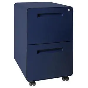 Stockpile 2 Drawer Mobile File Cabinet with Lock - Under Desk Metal Filing Cabinet, Legal/Letter File Folders, Wheels and Stationary Feet, Pre-Assembled, Navy Blue Stockpile 2 Drawer Mobile File Cabinet with Lock - Under Desk Metal Filing Cabinet, Legal/Letter File Folders, Wheels and Stationary Feet, Pre-Assembled, Navy Blue