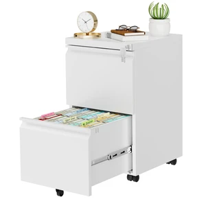 2 Drawer Metal Mobile File Cabinet with Lock and 4 Keys | Pre-Assembled Under Office Filing Cabinet for Home Office with Anti-tilt Wheels, A4/Legal/Letter Hanging File Drawers 2 Drawer Metal Mobile File Cabinet with Lock and 4 Keys | Pre-Assembled Under Office Filing Cabinet for Home Office with Anti-tilt Wheels, A4/Legal/Letter Hanging File Drawers
