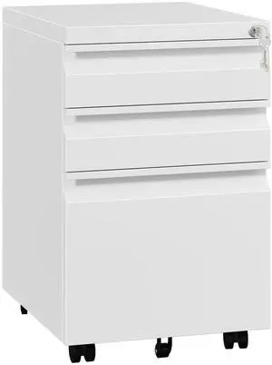 Fully Assembled 3 Drawer Mobile File Cabinet with Lock | Under Desk Metal Filing Cabinet for Home Office, Rolling Storage for Letter/Legal/A4 Size Fully Assembled 3 Drawer Mobile File Cabinet with Lock | Under Desk Metal Filing Cabinet for Home Office, Rolling Storage for Letter/Legal/A4 Size
