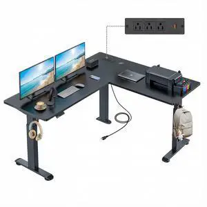 63x5in L Shaped Standing Desk with Outlets & Mouse Pad, Black | Reversible Electric Sit Stand Up Desk Adjustable Height Corner Desk,Home Office Writing Gaming Computer Workstation 63x5in L Shaped Standing Desk with Outlets & Mouse Pad, Black | Reversible Electric Sit Stand Up Desk Adjustable Height Corner Desk,Home Office Writing Gaming Computer Workstation