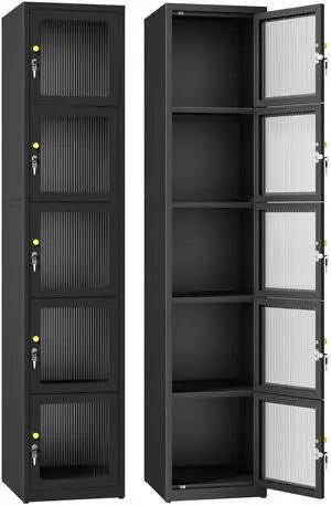 5 Doors Metal Locker Organizer | Acrylic Door Cabinet, Lockable Locker for Home, Office, Gym, School, Garage, lockable for Employees, Black 5 Doors Metal Locker Organizer | Acrylic Door Cabinet, Lockable Locker for Home, Office, Gym, School, Garage, lockable for Employees, Black