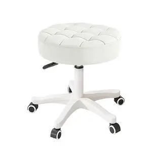 Small Chair Round Rolling Stool with Wheels PU Leather Height Adjustable Swivel Drafting Work SPA Salon Stools Home Office Chair Small Chair Round Rolling Stool with Wheels PU Leather Height Adjustable Swivel Drafting Work SPA Salon Stools Home Office Chair