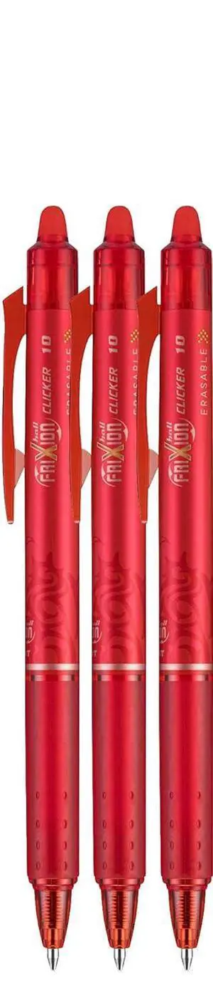 FriXion Clicker Retractable Erasable Gel Pen, Red, Bold Point, 3-pk; FriXion Clicker Retractable Erasable Gel Pen, Red, Bold Point, 3-pk;