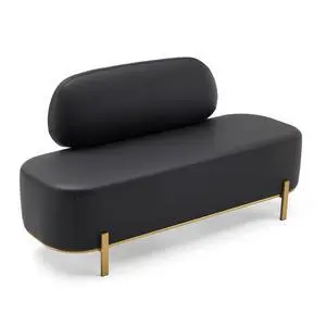 Waiting Room Bench with Back, 55.1" Office Guest Chair, Faux Leather Upholstered Reception Seating, Lobby Bench for Beauty Salon Barbershop Airport Bank Hall Room Conference Waiting Room Bench with Back, 55.1" Office Guest Chair, Faux Leather Upholstered Reception Seating, Lobby Bench for Beauty Salon Barbershop Airport Bank Hall Room Conference