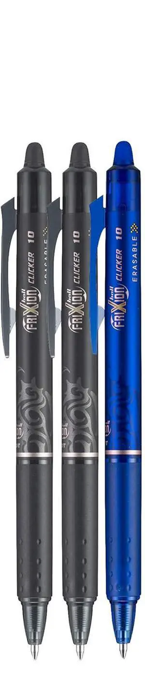 FriXion Clicker Retractable Erasable Gel Pen, Black/Blue, Bold Point, 3-pk; FriXion Clicker Retractable Erasable Gel Pen, Black/Blue, Bold Point, 3-pk;