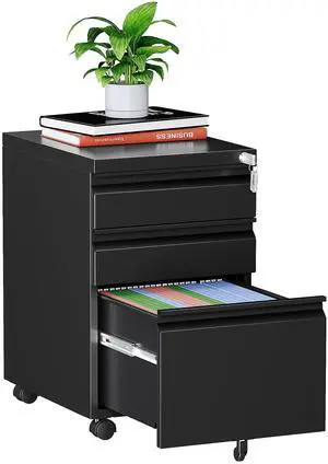 3 Drawer File Cabinet on Wheels, Home Office Mobile File Cabinet Under Desk, Full Assembled Metal Filing Cabinets with Lock for Legal/Letter/A4 File Folders 3 Drawer File Cabinet on Wheels, Home Office Mobile File Cabinet Under Desk, Full Assembled Metal Filing Cabinets with Lock for Legal/Letter/A4 File Folders