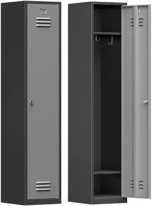 71'' Metal Locker with Keys for School,Gym,3 Tier Steel Office Storage Locker with Hook,Tall Cabinet for Employees,Light Gauge,Assembly Required (BlackGray, 1-Door) 71'' Metal Locker with Keys for School,Gym,3 Tier Steel Office Storage Locker with Hook,Tall Cabinet for Employees,Light Gauge,Assembly Required (BlackGray, 1-Door)