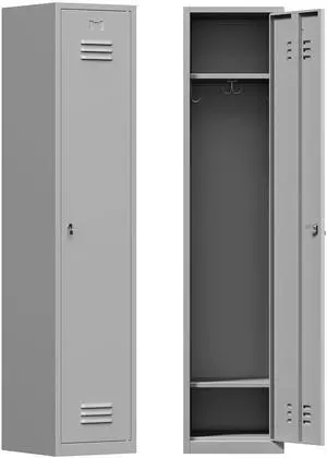 71'' Metal Locker with Keys for School,Gym,3 Tier Steel Office Storage Locker with Hook,Tall Cabinet for Employees,Light Gauge,Assembly Required(Gray, 1-Door) 71'' Metal Locker with Keys for School,Gym,3 Tier Steel Office Storage Locker with Hook,Tall Cabinet for Employees,Light Gauge,Assembly Required(Gray, 1-Door)