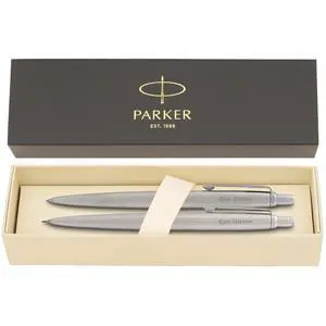 Parker Jotter Personalized Ballpoint Pen and Pencil Set in Stainless Steel | Engraved Pen for Graduation, Promotion, Engineer and Architect Parker Jotter Personalized Ballpoint Pen and Pencil Set in Stainless Steel | Engraved Pen for Graduation, Promotion, Engineer and Architect