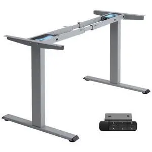 Dual Motor Standing Desk Frame, 225 lbs Capacity, Gray | Dual motors, 225 lb capacity, memory presets, anti-collision Height 27.6"-47.3", width 43"-59" Dual Motor Standing Desk Frame, 225 lbs Capacity, Gray | Dual motors, 225 lb capacity, memory presets, anti-collision Height 27.6"-47.3", width 43"-59"