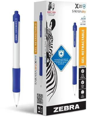 SARASA X20+ Retractable Gel Pen, Blue Ink, 0.7mm, 12-Pack | Fast-Drying Ink, Smear-Resistant, Protective Coated Comfort Barrel, Ideal for Left-Handed Writers, Medium Point Tip (41620) SARASA X20+ Retractable Gel Pen, Blue Ink, 0.7mm, 12-Pack | Fast-Drying Ink, Smear-Resistant, Protective Coated Comfort Barrel, Ideal for Left-Handed Writers, Medium Point Tip (41620)