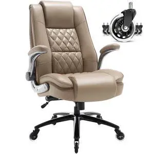 High Back Office Chair, Ergonomic Executive Computer Desk Chair | Flip Arms, Adjustable Built-in Lumbar Support, Thick Padded, Strong Metal Base, Quiet Wheels Work Chairs for Long Hours High Back Office Chair, Ergonomic Executive Computer Desk Chair | Flip Arms, Adjustable Built-in Lumbar Support, Thick Padded, Strong Metal Base, Quiet Wheels Work Chairs for Long Hours