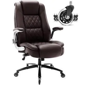 High Back Office Chair, Ergonomic Executive Computer Desk Chair | Flip Arms, Adjustable Built-in Lumbar Support, Thick Padded, Strong Metal Base, Quiet Wheels Work Chairs for Long Hours High Back Office Chair, Ergonomic Executive Computer Desk Chair | Flip Arms, Adjustable Built-in Lumbar Support, Thick Padded, Strong Metal Base, Quiet Wheels Work Chairs for Long Hours
