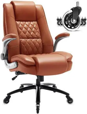 High Back Office Chair, Ergonomic Executive Computer Desk Chair | Flip Arms, Adjustable Built-in Lumbar Support, Thick Padded, Strong Metal Base, Quiet Wheels Work Chairs for Long Hours High Back Office Chair, Ergonomic Executive Computer Desk Chair | Flip Arms, Adjustable Built-in Lumbar Support, Thick Padded, Strong Metal Base, Quiet Wheels Work Chairs for Long Hours