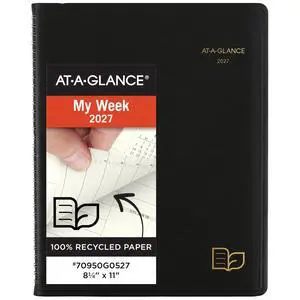 2027 Appointment Book Planner, Weekly & Monthly, 8.25" x 11", Quarter-Hourly, Recycled, Black (70950G0527) 2027 Appointment Book Planner, Weekly & Monthly, 8.25" x 11", Quarter-Hourly, Recycled, Black (70950G0527)