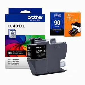 Genuine LC401XLBK Black High Yield Ink Cartridge, Bundle with Deco Essentials Printer eBook for MFC-J1010DW, MFC-J1170DW Genuine LC401XLBK Black High Yield Ink Cartridge, Bundle with Deco Essentials Printer eBook for MFC-J1010DW, MFC-J1170DW