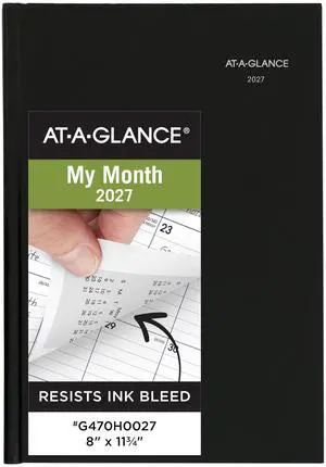 2027 Planner, Monthly, 14-Month Dec-Jan, 8" x 11.75", Tabbed, Hardcover, DayMinder, Black (G470H0027) 2027 Planner, Monthly, 14-Month Dec-Jan, 8" x 11.75", Tabbed, Hardcover, DayMinder, Black (G470H0027)