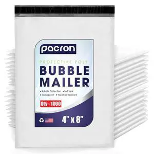 Waterproof Self-Seal Padded Poly Bubble Mailers 4x8, 1000-Pack | Ideal for jewelry, cosmetics, SD cards, USB cables & accessories. Tear-resistant, lightweight, cushioned interior Waterproof Self-Seal Padded Poly Bubble Mailers 4x8, 1000-Pack | Ideal for jewelry, cosmetics, SD cards, USB cables & accessories. Tear-resistant, lightweight, cushioned interior