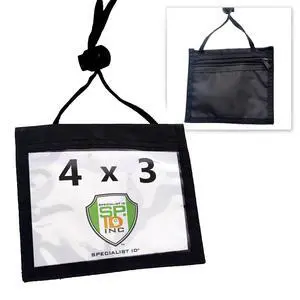 Bulk 25 Pack - Nylon Neck Wallet Badge Holder w/Lanyard - 4 X 3 Credential & Travel Badge Holder with 3 Pockets - Clear Plastic 4X3 Horizontal Window, Zipper Pouch + by Bulk 25 Pack - Nylon Neck Wallet Badge Holder w/Lanyard - 4 X 3 Credential & Travel Badge Holder with 3 Pockets - Clear Plastic 4X3 Horizontal Window, Zipper Pouch + by