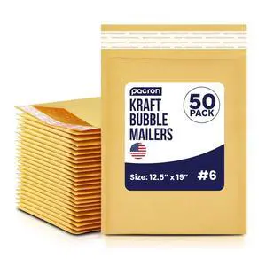 Self-Seal Kraft Bubble Mailers 12.5x19, 50-Pack Padded Envelopes | Bubble-lined interior protects clothing, books & bulky items. Tear-resistant, lightweight, peel-and-seal strip Self-Seal Kraft Bubble Mailers 12.5x19, 50-Pack Padded Envelopes | Bubble-lined interior protects clothing, books & bulky items. Tear-resistant, lightweight, peel-and-seal strip