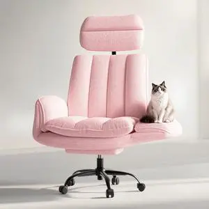 Criss Cross Office Chair with Armrests & Wheels, Comfy Velvet Vanity Chair, Ergonomic Executive Gaming Computer Chairs with Foot Rest, Wide Seat Reclining Desk Chair, Pink Criss Cross Office Chair with Armrests & Wheels, Comfy Velvet Vanity Chair, Ergonomic Executive Gaming Computer Chairs with Foot Rest, Wide Seat Reclining Desk Chair, Pink