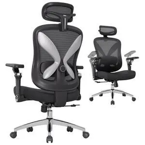 Mesh Office Chair with Headrest, Ergonomic Reclining Desk Chair | 5D adjustable armrests, firm cushion, adjustable lumbar & 4 lock angles keep posture stable at your desk; 350-lb capacity Mesh Office Chair with Headrest, Ergonomic Reclining Desk Chair | 5D adjustable armrests, firm cushion, adjustable lumbar & 4 lock angles keep posture stable at your desk; 350-lb capacity