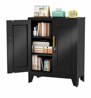 35.43" Metal Storage Cabinet with Lock, Metal File Cabinet with 2 Doors 2 Adjustable Shelves, Steel Locker Utility Tool Garage Cabinets for Home, Office, Warehouse (Black) 35.43" Metal Storage Cabinet with Lock, Metal File Cabinet with 2 Doors 2 Adjustable Shelves, Steel Locker Utility Tool Garage Cabinets for Home, Office, Warehouse (Black)