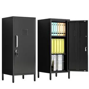 35.43" Black Lockable Small Metal Storage Locker | Employees Locker with 1 Door & 2 Adjustable Shelves, Steel Cabinet for Employees, Home, School, Office & Gym 35.43" Black Lockable Small Metal Storage Locker | Employees Locker with 1 Door & 2 Adjustable Shelves, Steel Cabinet for Employees, Home, School, Office & Gym