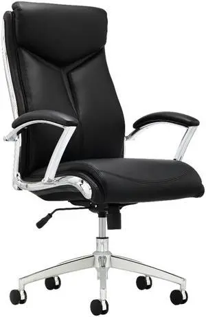 ® - Chair - Modern Comfort Verismo Bonded Leather High-Back Executive Chair, Black/Chrome - 31" x 14" x 24.5" ® - Chair - Modern Comfort Verismo Bonded Leather High-Back Executive Chair, Black/Chrome - 31" x 14" x 24.5"