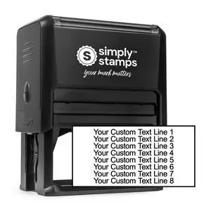 Custom Line Stamps | Custom Text Office Stamp | Short or Long | 20 Font Choices | Multiple Color Options | Up to 8 Lines of Text | Perfect for Personal or Professional Use (8-Line, Short) Custom Line Stamps | Custom Text Office Stamp | Short or Long | 20 Font Choices | Multiple Color Options | Up to 8 Lines of Text | Perfect for Personal or Professional Use (8-Line, Short)