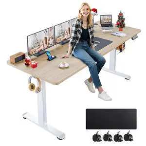 Electric Standing Desk Adjustable Height, 71 x 28 Inch Sit Stand up Desk with Large Mouse Pad, Double Metal Hook,4 Wheels,4 Memory Preset Heights Home Office Computer Desk,Oak Grey Electric Standing Desk Adjustable Height, 71 x 28 Inch Sit Stand up Desk with Large Mouse Pad, Double Metal Hook,4 Wheels,4 Memory Preset Heights Home Office Computer Desk,Oak Grey