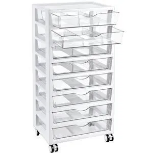 8 Tier Rolling Cart with Drawers, Clear Plastic | Removable Dividers, Visible Storage, Sturdy Design, For Building Blocks, Toys, Art, Office & Craft Supplies 8 Tier Rolling Cart with Drawers, Clear Plastic | Removable Dividers, Visible Storage, Sturdy Design, For Building Blocks, Toys, Art, Office & Craft Supplies