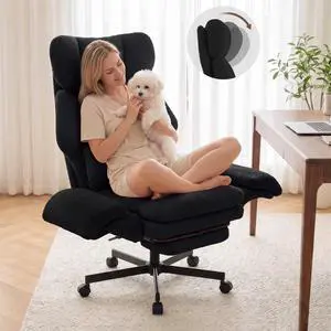 Criss Cross Chair with Footrest, Big and Tall Office Chair with Flip Arms | Reclining Computer Game Chair with Adjustable Headrest, Lumbar Pillow & Spring Seat, Executive Desk Chairs, Teddy Black Criss Cross Chair with Footrest, Big and Tall Office Chair with Flip Arms | Reclining Computer Game Chair with Adjustable Headrest, Lumbar Pillow & Spring Seat, Executive Desk Chairs, Teddy Black