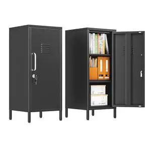 35.43" Black Lockable Small Metal Storage Locker | 1 Door & 2 Adjustable Shelves, Steel Cabinet for Employees, Home, School, Office & Gym 35.43" Black Lockable Small Metal Storage Locker | 1 Door & 2 Adjustable Shelves, Steel Cabinet for Employees, Home, School, Office & Gym